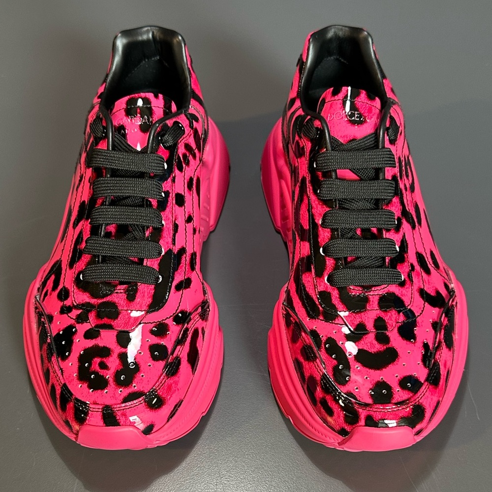 Dolce & Gabbana Daymaster Low-top Sneakers in Rare Patent Magenta Leopard Print - Picture 2 of 8